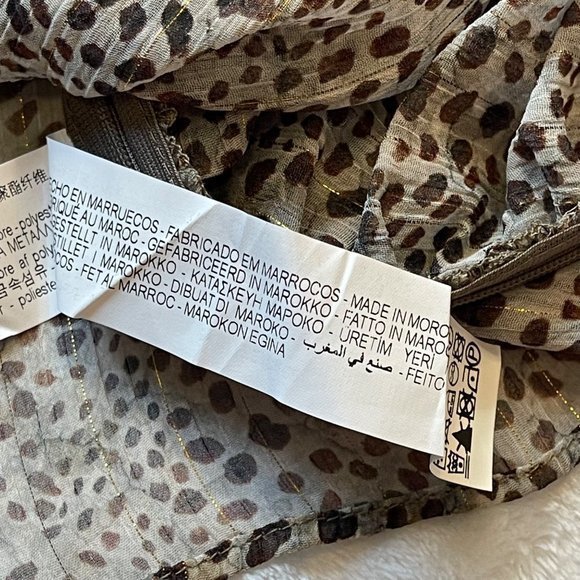 Zara‎ Women's Sheer Leopard Print Adjustable Ruched Middle Crop Top Size XL - Picture 8 of 11